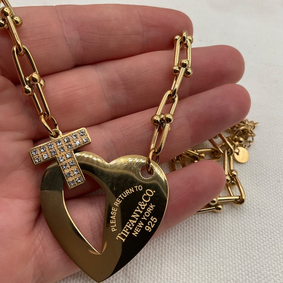 Tiffany style massive gold heart pendant - Picture 5 of 5